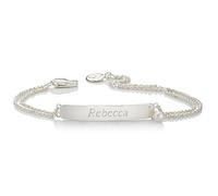 Molly Brown London Sterling Silver Personalised Baby's First Pearl Christening Bracelet. Ideal Birthday Gift, Flower Girl Gifts