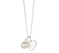 Molly Brown London Sterling Silver Personalised My First Pearl Heart Necklace. Ideal for Christening, Birthday Gifts for Girls, Flower Girl and Bridesmaids Gifts