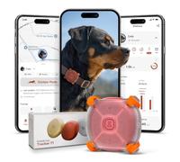 Molly&Cody Smart Dog & Cat GPS Tracker | 4 Smart Modes | Real-Time Tracking | Virtual Fence & Escape Alerts | IP67 Waterproof | Location History & Health Monitoring | Subscription Required | Red