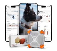 Molly&Cody Smart Dog & Cat GPS Tracker | 4 Smart Modes | Real-Time Tracking | Virtual Fence & Escape Alerts | IP67 Waterproof | Location History & Health Monitoring | Subscription Required | White