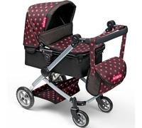 Molly Dolly 2 in 1 Dolls Pram - Pushchair Stroller With Adjustable Handle Height For 3-6 Year Old Girls - Baby Doll Pram For Girls Age 2 +