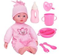 Molly Dolly Baby Doll Set - 40cm Talking Doll With Feeding Accessories Set