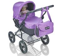 Molly Dolly Dolls Pram - Toy Pram With Adjustable Handle Height For 3-6 Year Old Girls - Baby Doll Pram Stroller For Girls Age 2 +
