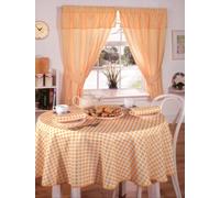 Molly Gingham Check Kitchen Pencil Pleat Curtains, Lemon, 46 x 54 Inch