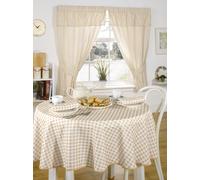 Emma Barclay Molly - Gingham Pencil Pleat Curtains With Pelmet Header in Beige - Width 46 x Drop 42" (116 x 107cm)