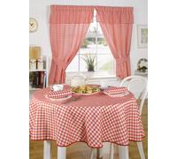 Molly - Gingham Pencil Pleat Curtains With Pelmet Header in Red - TJ Hughes