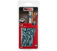 Molly M12025-XJ Self-Drilling Dowels with M4 Screws Diameter 4 x 35 mm Grey Set of 40