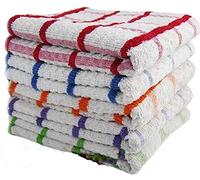 Molly Malou 100% Natural Big Check Cotton Tea Towels Professional Grade Restaurant Bar Catering Kitchen Dish Cloth Large (70cm x 50cm) (6)