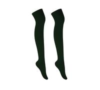 MOLLY MALOU Ladies Girls Women Over The Knee Plain Socks Comfortable Cotton Rich UK Size 4-6.5 (Bottle Green)
