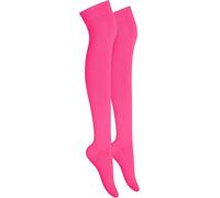 MOLLY MALOU Ladies Girls Women Over The Knee Plain Socks Comfortable Cotton Rich UK Size 4-6.5 (Fluorescent Fuchsia)
