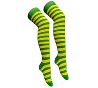 MOLLY MALOU Ladies Girls Women Over The Knee Stripe Socks Comfortable Cotton Rich UK Size 4-6.5 (Green Yellow)