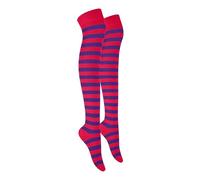 MOLLY MALOU Ladies Girls Women Over The Knee Stripe Socks Comfortable Cotton Rich UK Size 4-6.5 (Purple Fuschia)