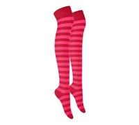 MOLLY MALOU Ladies Girls Women Over The Knee Stripe Socks Comfortable Cotton Rich UK Size 4-6.5 (Red Fuschia)