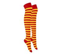 MOLLY MALOU Ladies Girls Women Over The Knee Stripe Socks Comfortable Cotton Rich UK Size 4-6.5 (Red Kanarya)