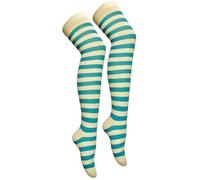 MOLLY MALOU Ladies Girls Women Over The Knee Stripe Socks Comfortable Cotton Rich UK Size 4-6.5 (Turquoise White)