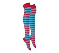 MOLLY MALOU Ladies Girls Women Over The Knee Stripe Socks Comfortable Cotton Rich UK Size 4-6.5 (Turquoise Red)