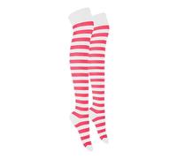MOLLY MALOU Ladies Girls Women Over The Knee Stripe Socks Comfortable Cotton Rich UK Size 4-6.5 (White Fuschia)