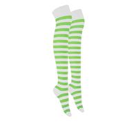 MOLLY MALOU Ladies Girls Women Over The Knee Stripe Socks Comfortable Cotton Rich UK Size 4-6.5 (White Fosf Green)