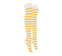 MOLLY MALOU Ladies Girls Women Over The Knee Stripe Socks Comfortable Cotton Rich UK Size 4-6.5 (White Canarya)