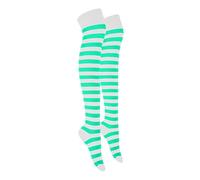 MOLLY MALOU Ladies Girls Women Over The Knee Stripe Socks Comfortable Cotton Rich UK Size 4-6.5 (White Green)