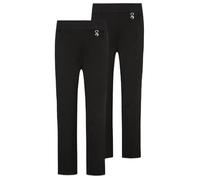 MOLLY MALOU Pack of 2 Girls' Slim Fit Jersey School Trousers with Heart Detail - Easy Pull-On Uniform Pants, Ages 2-18 Years (Black, 13-14 Years)