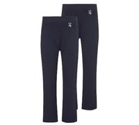 MOLLY MALOU Pack of 2 Girls' Slim Fit Jersey School Trousers with Heart Detail - Easy Pull-On Uniform Pants, Ages 2-18 Years (Navy, 16-17 Years)