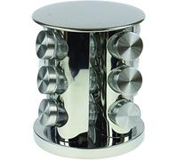 MOLLY MALOU Spice Rack with 12 Glass Spice Jars Stainless Steel Revolving Free-Standing Herbs Spice Storage Organiser Seasoning Container