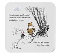 Molly Moo Pooh and Piglet Heartfelt Quote Wood Coaster Personalised Gift For Teacher or Parent Mum Dad Teacher Gift