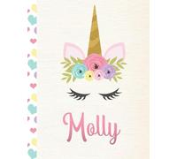 Molly: Personalized Unicorn Activity Book. Paper and Pencil Games Book For Girls. 500+ Individual Games - Hangman, Tic Tac Toe, Dots and Boxes, Four In a Row, Sink The Ships
