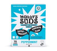 Molly’s Suds Laundry Detergent Sheets | Gentle on Sensitive Skin, Powerful Plant-Based Enzymes, Stain-Fighting | Liquidless & Plastic-Free Packaging | 70 Loads (Peppermint)