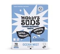 Molly’s Suds Laundry Detergent Sheets | Gentle on Sensitive Skin, Powerful Plant-Based Enzymes, Stain-Fighting | Liquidless & Plastic-Free Packaging | 70 Loads (Ocean Mist)