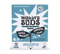 Molly’s Suds Laundry Detergent Sheets | Gentle on Sensitive Skin, Powerful Plant-Based Enzymes, Stain-Fighting | Liquidless & Plastic-Free Packaging | 70 Loads (Unscented)