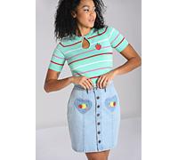 Molly Stretch Denim Heart Pocket Blue Mini Skirt hell bunny Blue M
