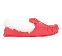 Molly, Wool Moccasin Slippers with Cuff & Rubber Sole SNUGRUGS Crimson 6