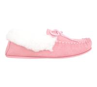 Molly, Wool Moccasin Slippers with Cuff & Rubber Sole SNUGRUGS Pink 8