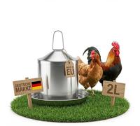 MollyCat Chicken Drinker 2L Stainless Steel Poultry Drinker Made in the EU Automatic Drinking Machine for Chickens Quail Ducks Hanging Floor-Standing UV-Resistant Frost-Proof Easy to Clean Select Size