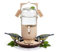 MollyCat Hanging Glass Bird Bath 1 Litre for Wild Birds - Large Bird Bath for Clean Water on Balcony & in the Garden, Weatherproof Bird Accessories Made in the EU