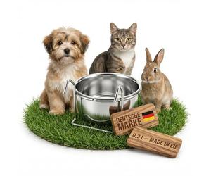 MollyCat Stainless Steel Feeding Bowl 0.3 L with Hook for Cage Attachment - Hanging Puppy, Rabbit & Cat Bowl as Food & Water Bowl for Small Animals, Made in the EU