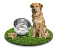 MollyCat Stainless Steel Feeding Bowl 0.9 L with Hook for Cage Attachment - Hanging Dog Bowl & Cat Bowl as Food & Water Bowl for Small Animals Made in the EU