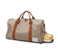 MOLLYGAN Travel Duffel Bag Large Capacity Yoga Gym Bag Durable Duffle Sports Bag with Shoes Compartment Tote Bag for Men and Women, Khaki
