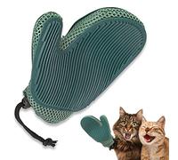 Mollypaws 2 in 1 Cat Fur Glove & Pet Hair Remover Glove, Dog Grooming Glove Brush for Shedding, Massage, Efficient Pet Hair Remover Mitt for Cleaner Couch, Carpet [Blue/Single]