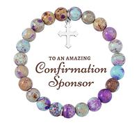 MollyQueen Confirmation Sponsor Gifts Bracelet,Christian Faith Gift,Catholic Confirmation Gifts,Sponsor Appreciation Gift for Women,Thank You for Being Mine Bracelet Gift for Godparents, 7", Stone