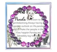 MollyQueen Cute Panda Bracelet - Panda Gifts for Women - Animal Lovers, Middle, Stone, Agate
