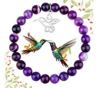MollyQueen Hummingbird Gifts for Women,Hummingbird Bracelet,Humming Bird Jewelry Gifts,Good Luck Bracelet,Bird Jewelry for Her,Bird Lover Gift, Middle, Stone, Agate
