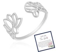 MollyQueen Trauma Lotus Ring - Healing Lotus Flower Ring for Women - Inspirational Jewelry Gifts, Stainless Steel, No Gemstone