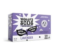 Molly's Suds Fabric Softener Dryer Sheets for Sensitive Skin | Plant-Based Static Reducer, Plastic-Free Packaging | Lavender (120 Sheets)