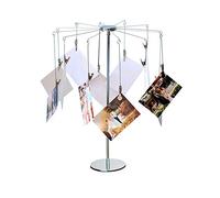 Mollytek Desktop Photo Holder With Clips Postcard Gift Card Picture Display Stand Decor Photo Tree Stand for Table Display Carousel Romantic Design with Plated Wire and 12 Photo Metal Clips