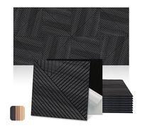 Mollywell Artisan Acoustic Panels, Black Oak, 24x24 Inch, 8 Pack, Thread and Prism Woven Patterns |Peel and Stick Sound Dampening|Sound Absorbing|Self Adhesive Sound Proofing Wall Decor|Home|Studio|