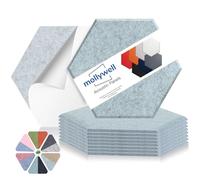 Mollywell Hexagon Acoustic Panels, High Density, Soundproofing, Decorative Noise Reduction Felt Wall Tiles for Ceilings, Home Office & Gaming Room (Smoky Blue), 14x12x0.4 Inch