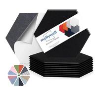 Mollywell Hexagon Acoustic Panels, High Density, Soundproofing, Decorative Noise Reduction Felt Wall Tiles for Ceilings, Home Office & Gaming Room (Black), 14x12x0.4 Inch